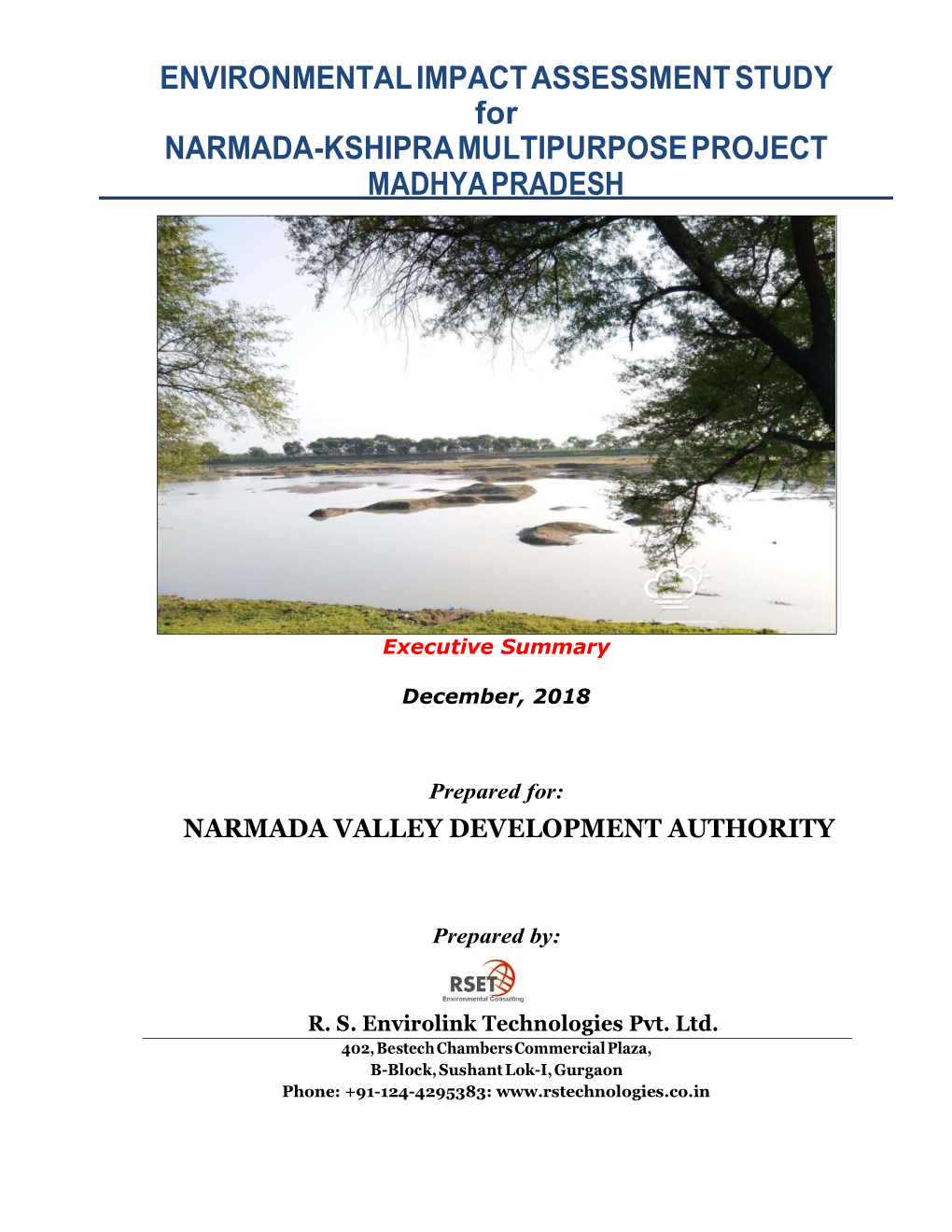 ENVIRONMENTAL IMPACT ASSESSMENT STUDY for NARMADA-KSHIPRA MULTIPURPOSE PROJECT MADHYA PRADESH