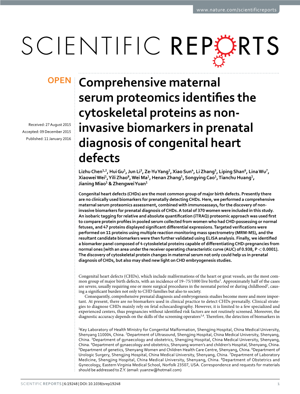 Comprehensive Maternal Serum Proteomics Identifies The