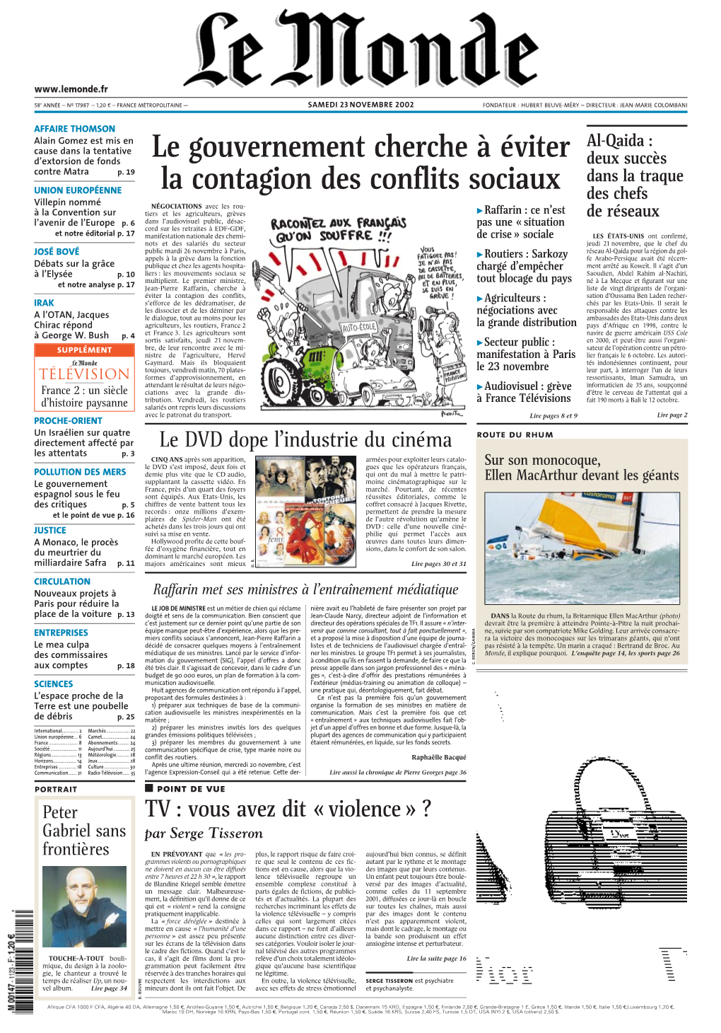 LE MONDE/PAGES<UNE>