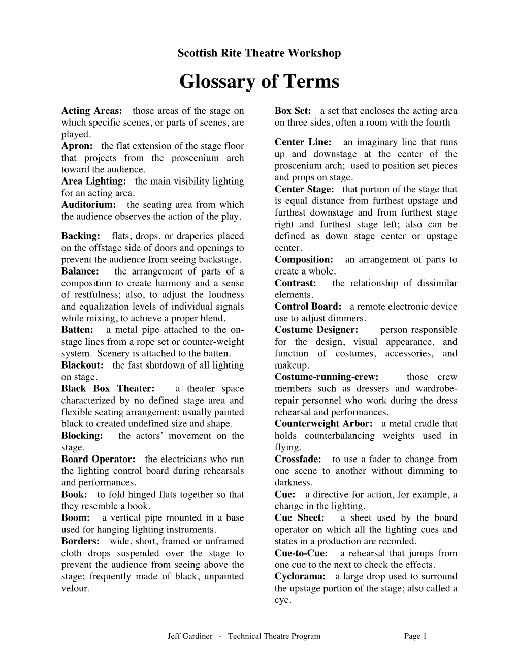 Glossary of Terms