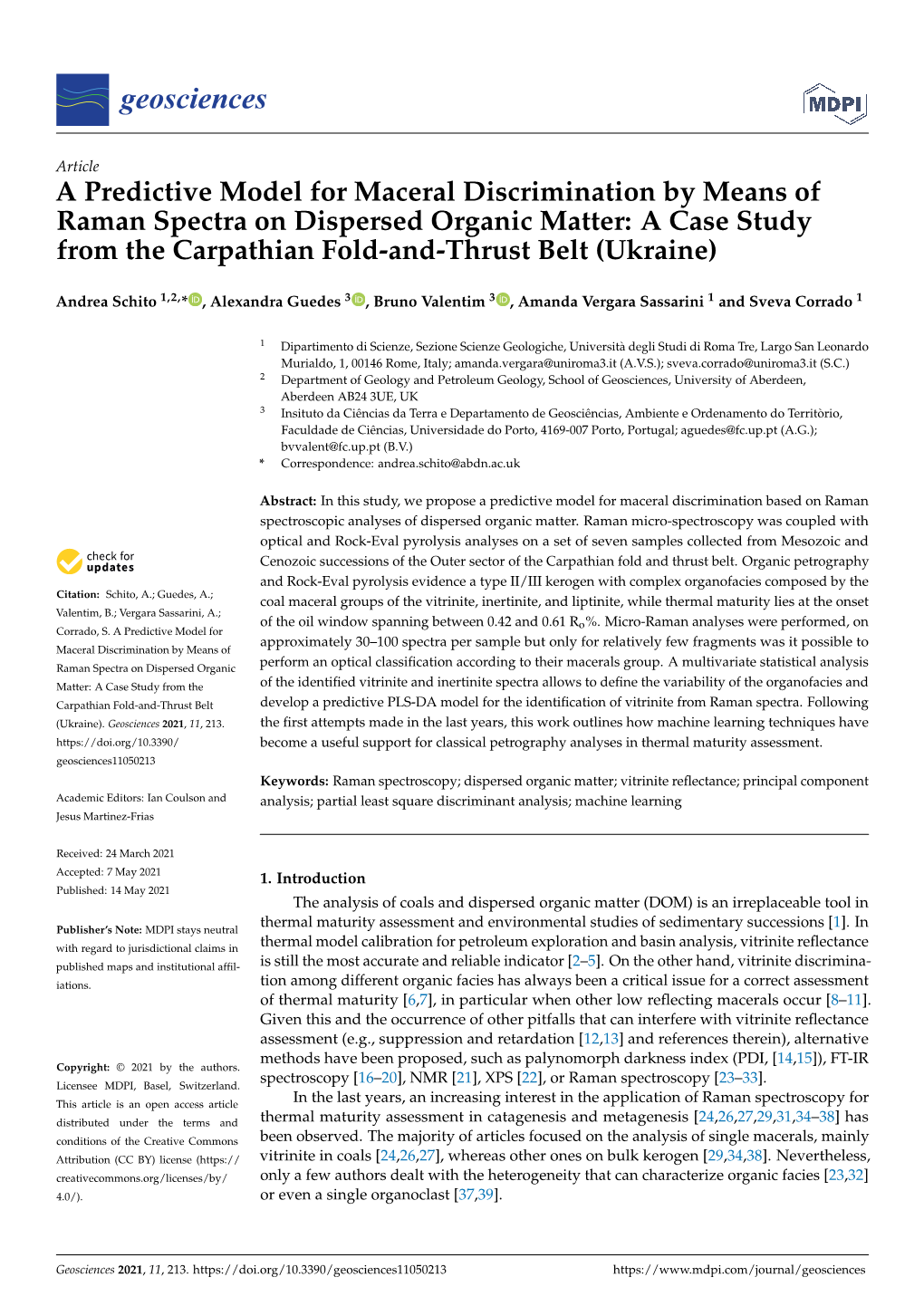 A Predictive Model for Maceral Discrimination by Means of Raman Spectra on Dispersed Organic Matter: a Case Study from the Carpathian Fold-And-Thrust Belt (Ukraine)