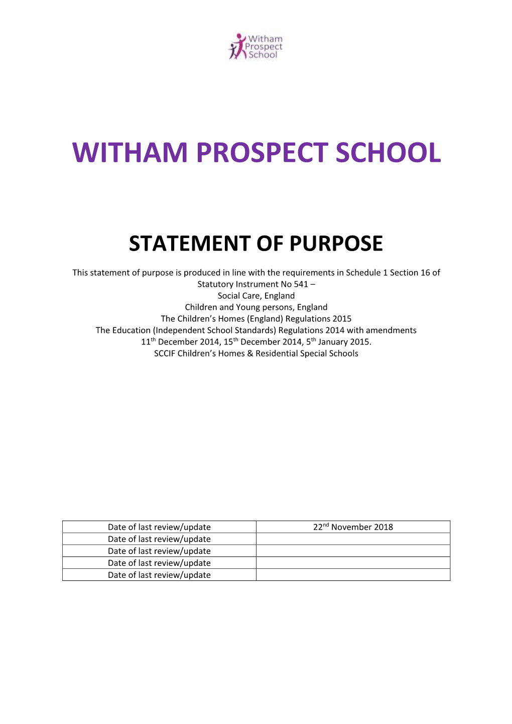 Witham Prospect School Statement of Purpose