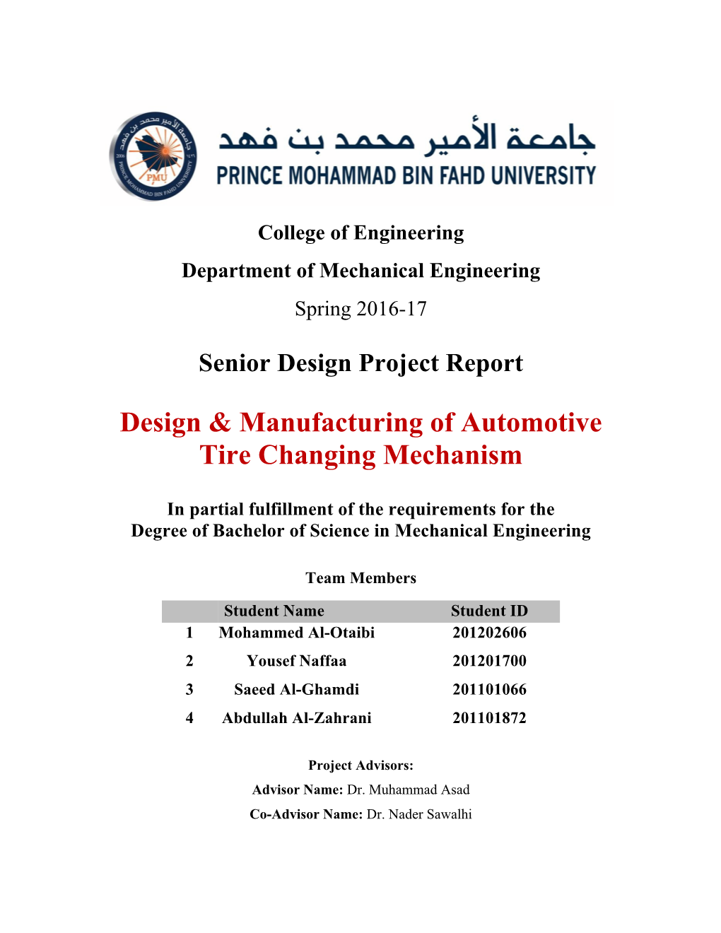 Design & Manufacturing of Automotive Tire Changing Mechanism