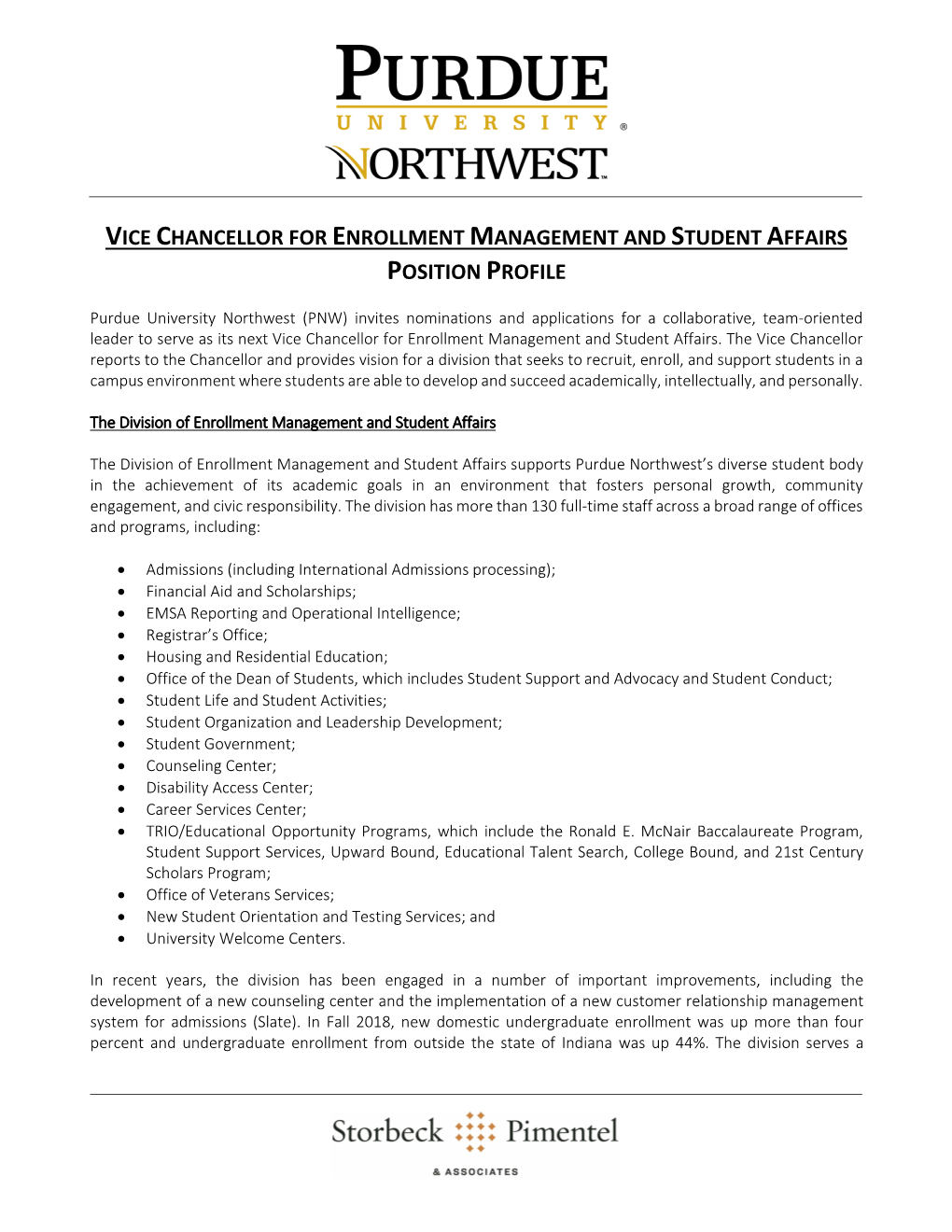 Vice Chancellor for Enrollment Management and Student Affairs Position Profile