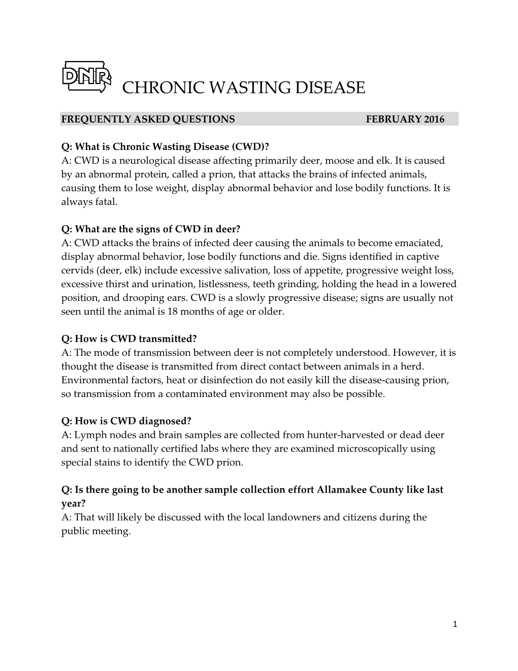 Chronic Wasting Disease