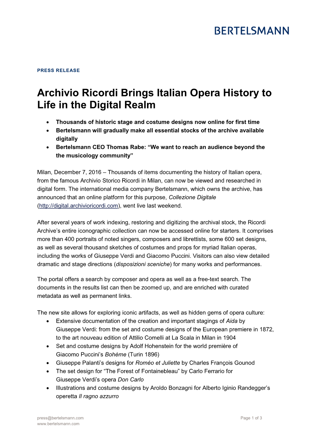 Archivio Ricordi Brings Italian Opera History to Life in the Digital Realm