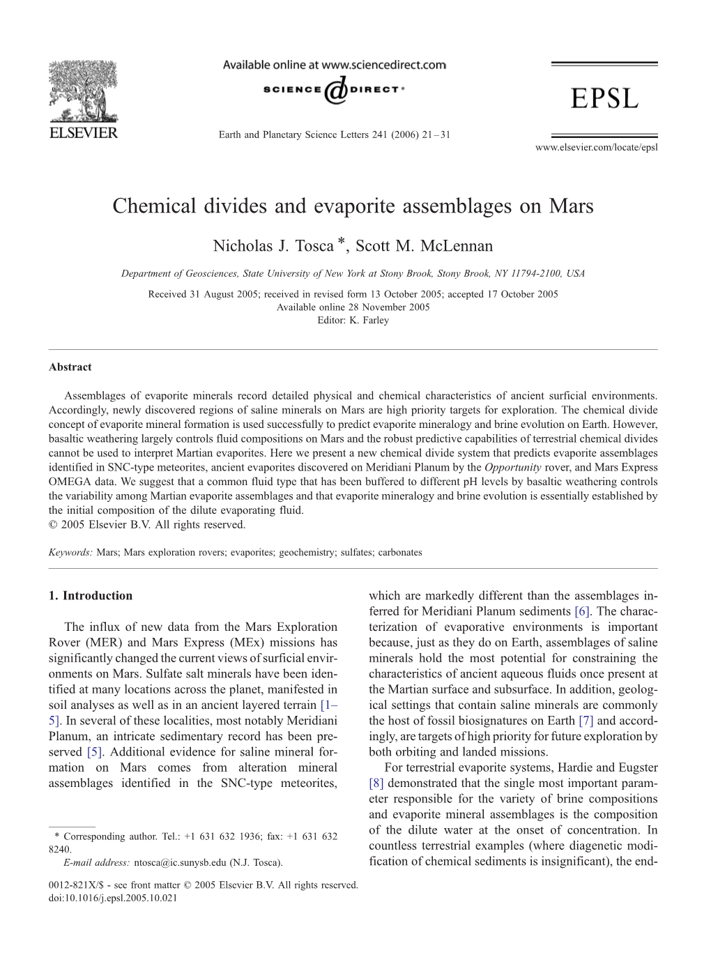 Chemical Divides and Evaporite Assemblages on Mars