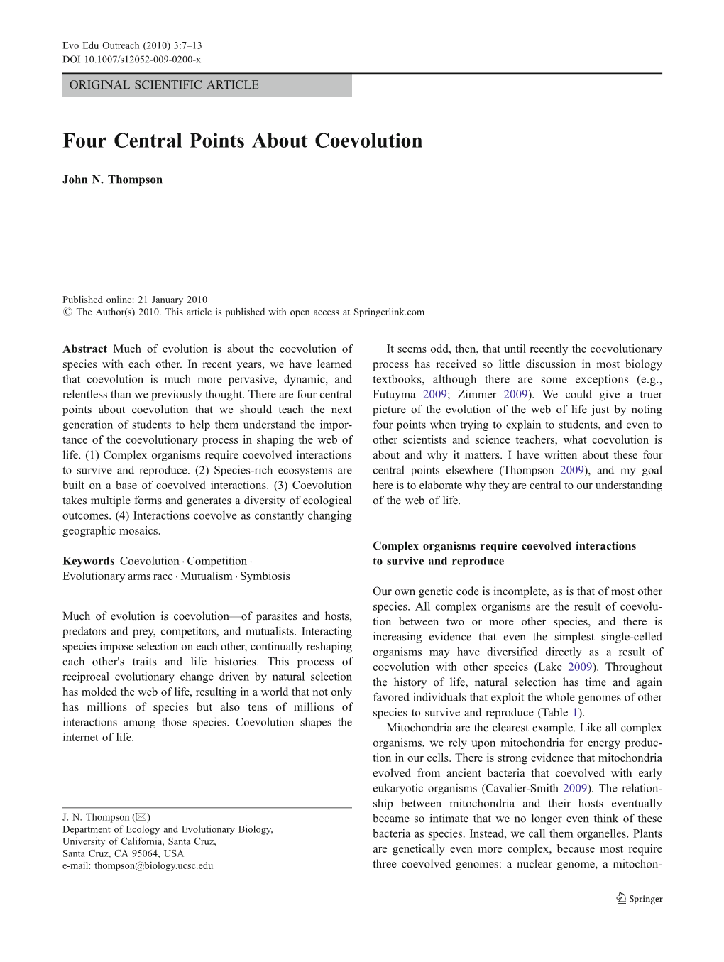 Four Central Points About Coevolution