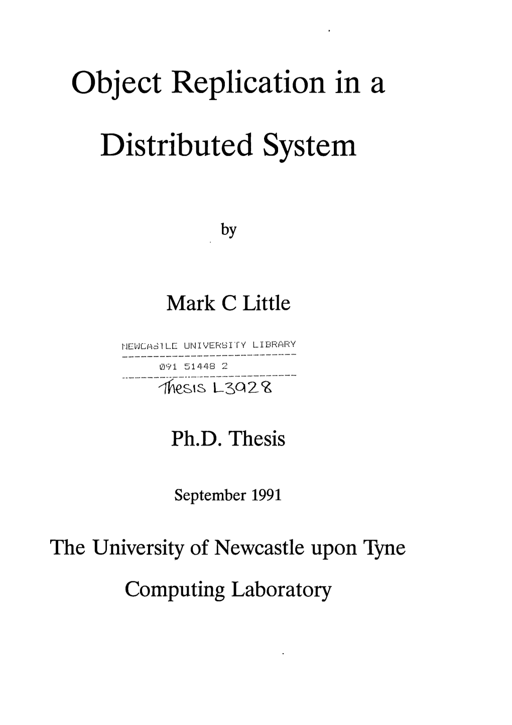 Object Replication in a Distributed System