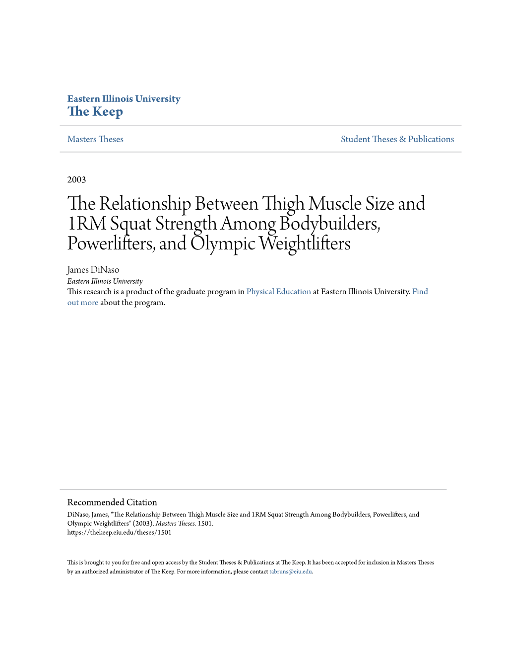 The Relationship Between Thigh Muscle Size and 1RM Squat