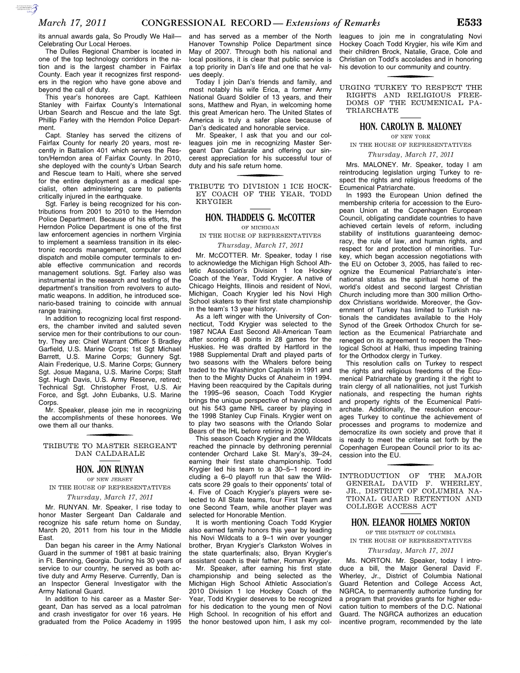 CONGRESSIONAL RECORD— Extensions of Remarks E533 HON