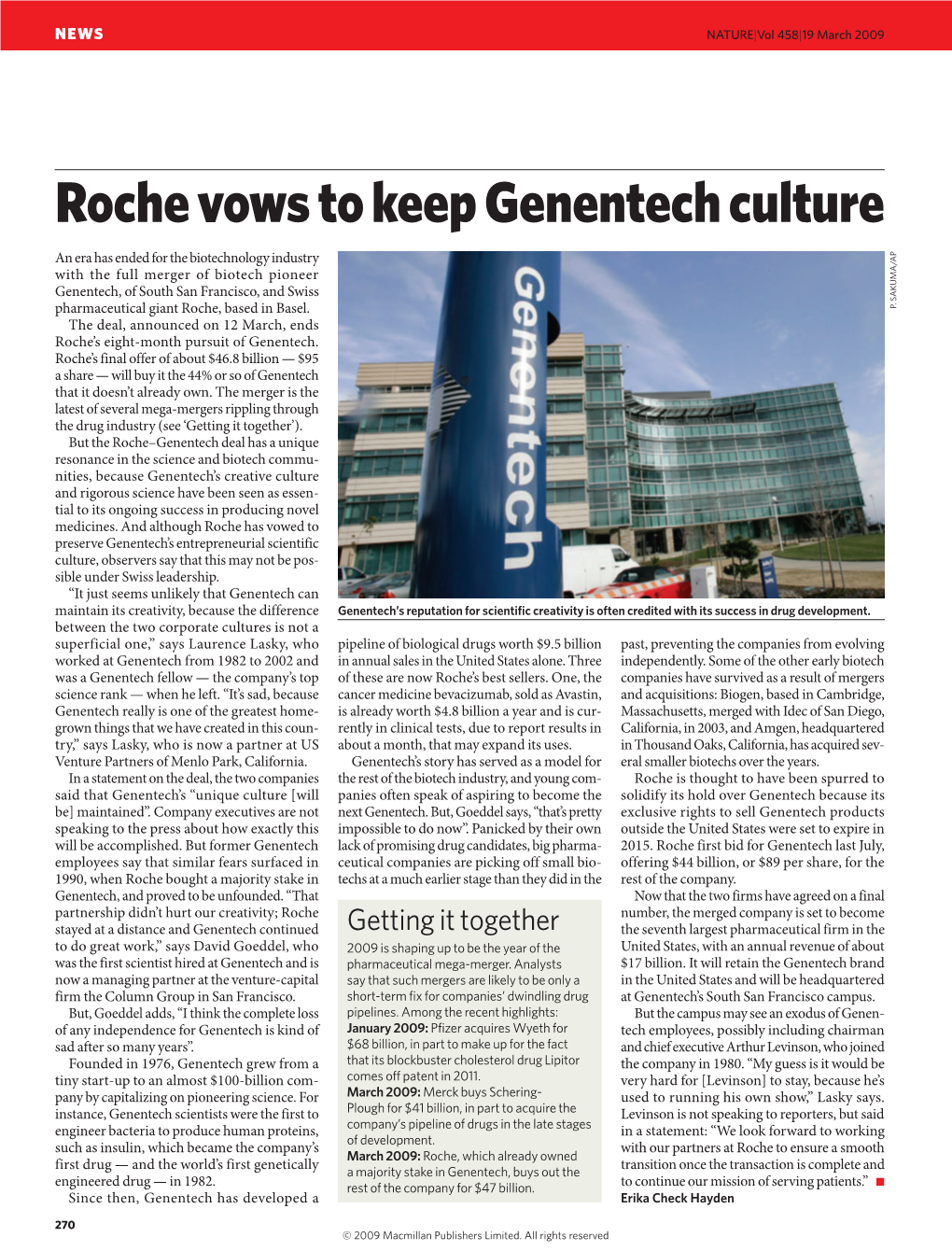 Roche Vows to Keep Genentech Culture