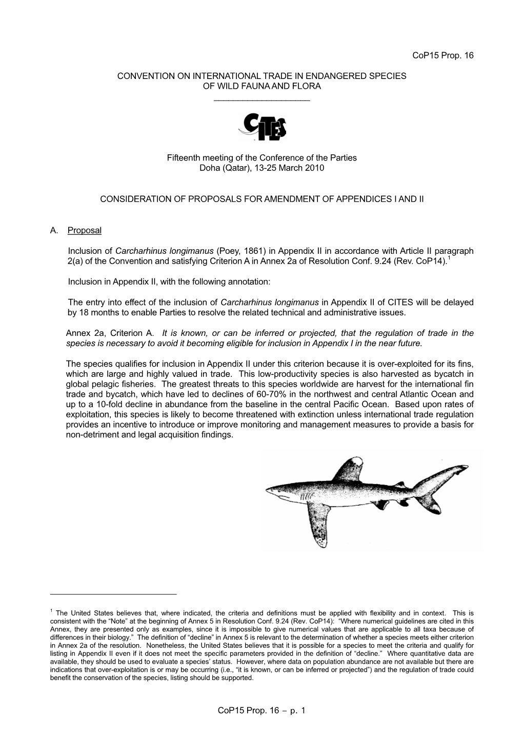 P. 1 Cop15 Prop. 16 CONVENTION on INTERNATIONAL TRADE IN