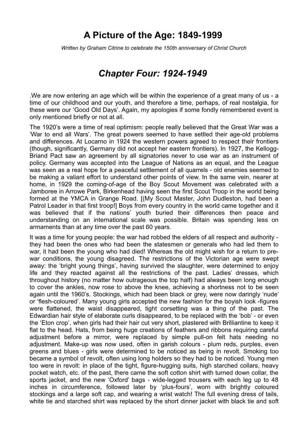 1849-1999 Chapter Four: 1924-1949