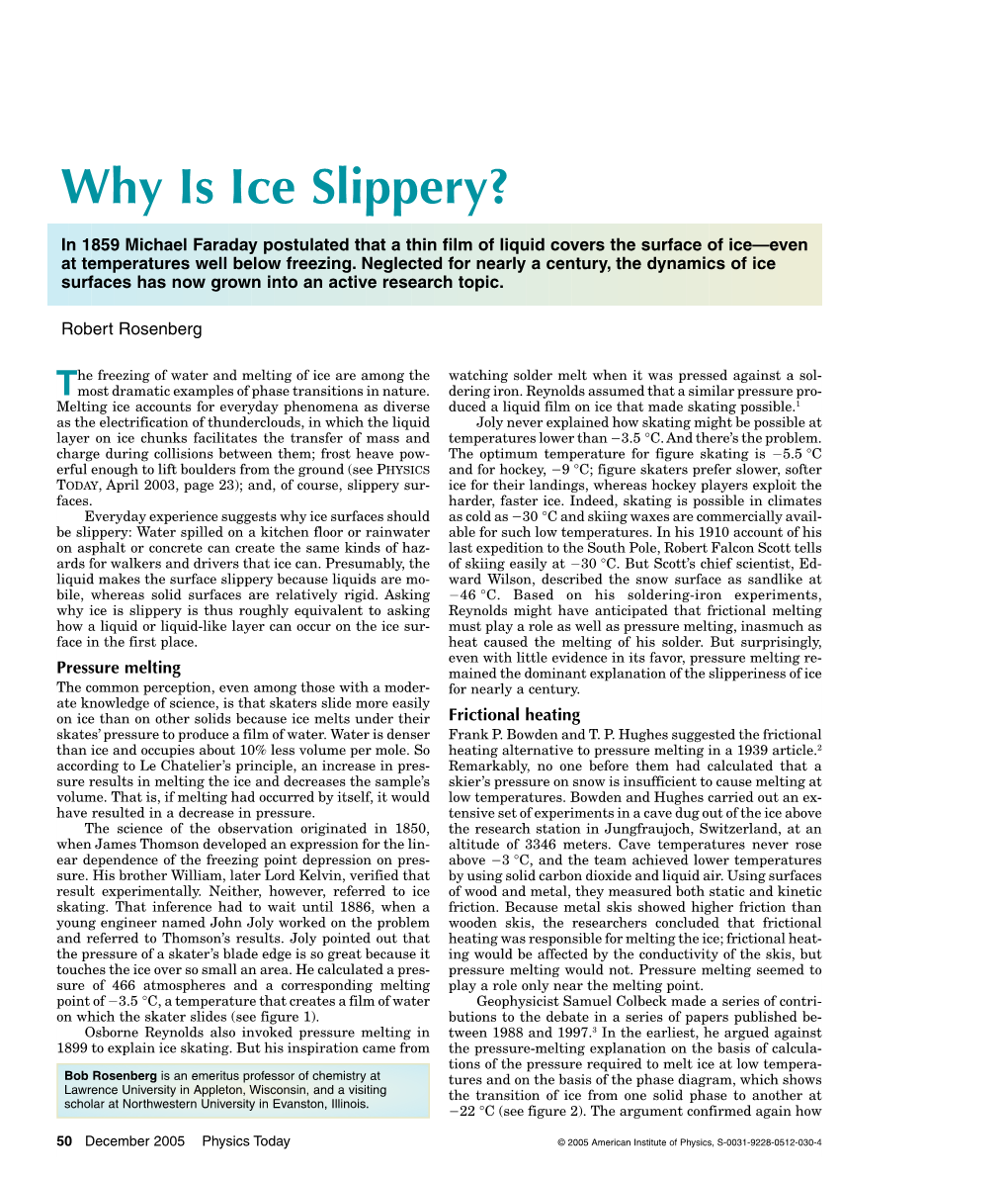 Why Is Ice Slippery?