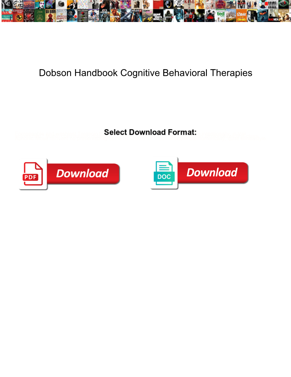 Dobson Handbook Cognitive Behavioral Therapies