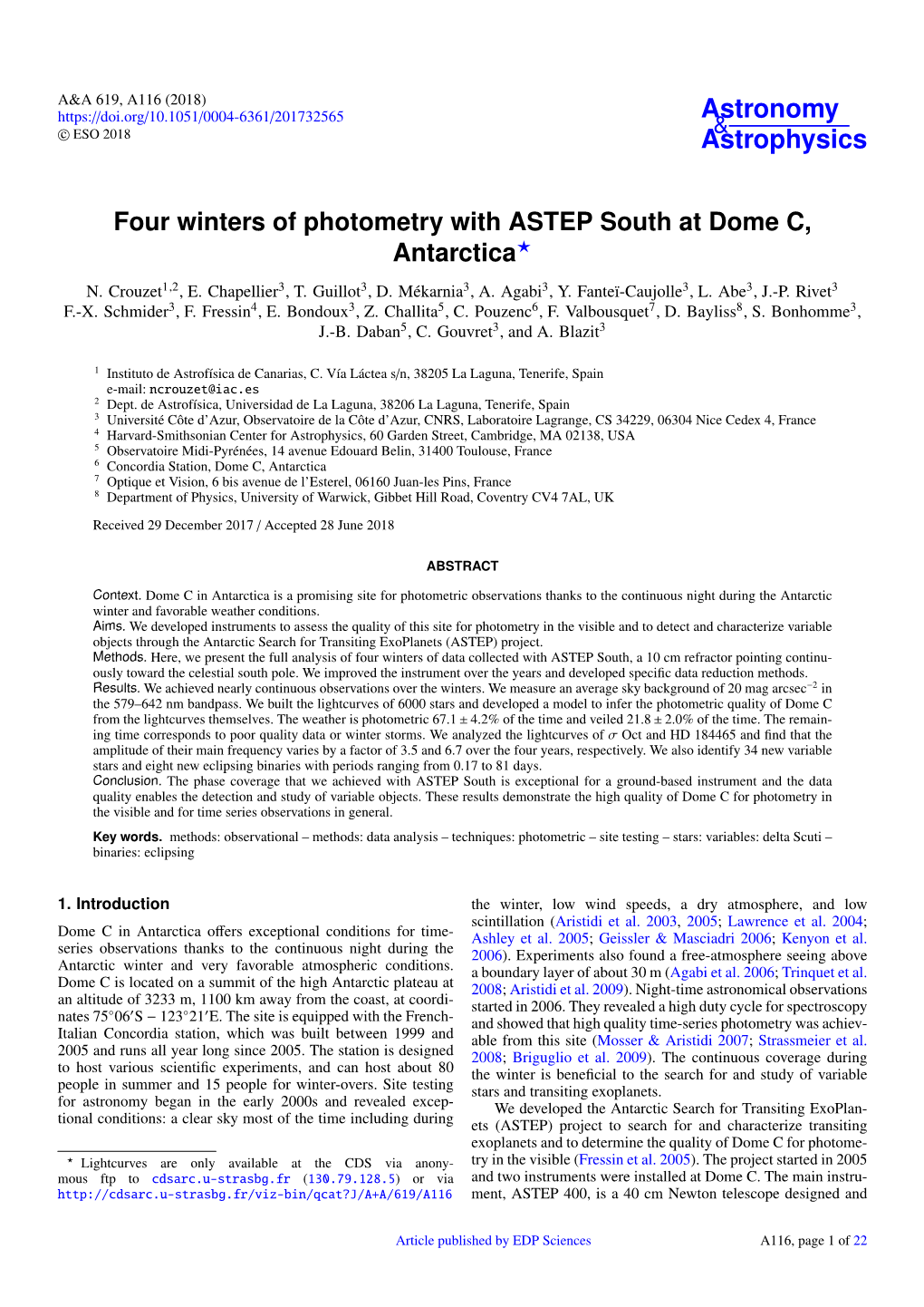 Four Winters of Photometry with ASTEP South at Dome C, Antarctica? N