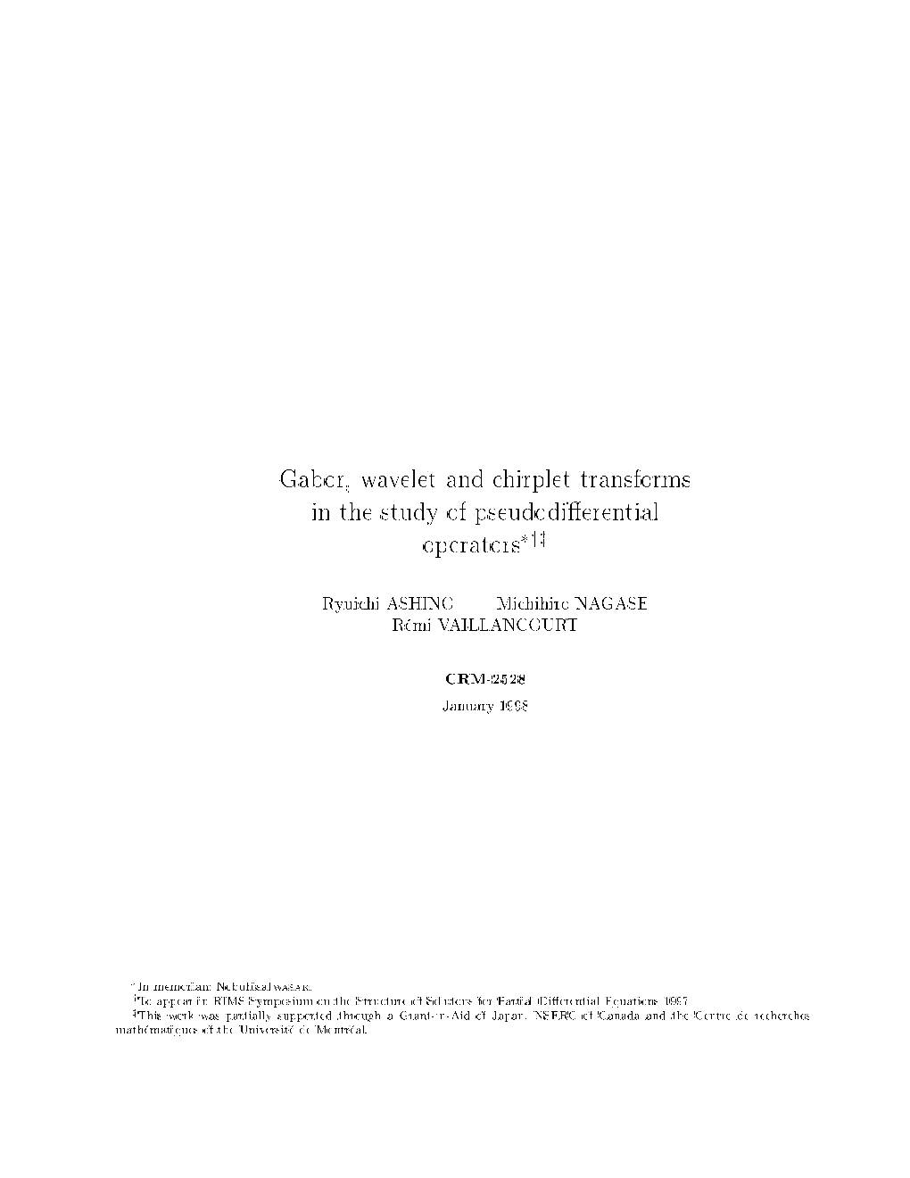 Gabor, Wavelet and Chirplet Transforms in the Study of Pseudodi Erential