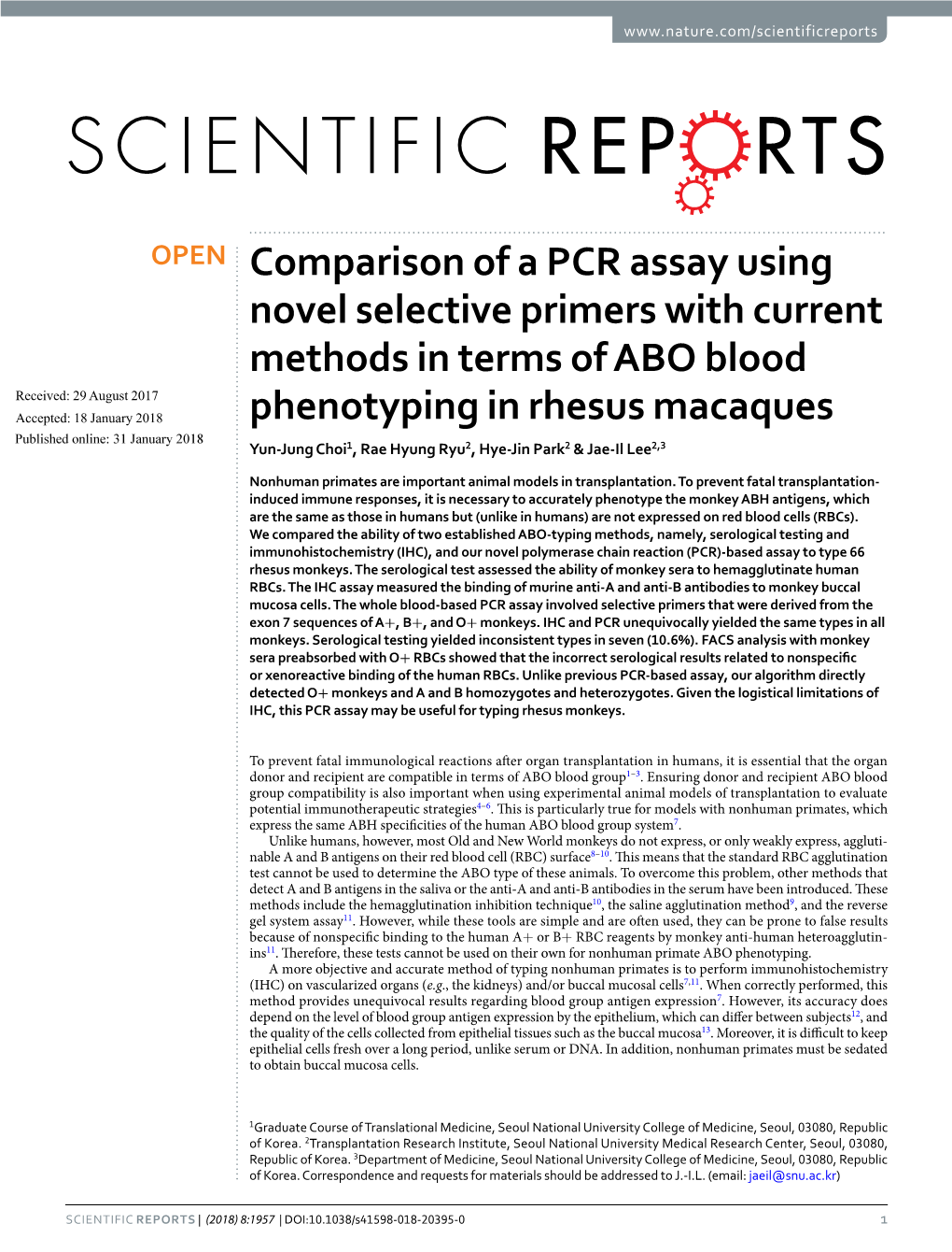 Comparison of a PCR Assay Using Novel Selective Primers with Current