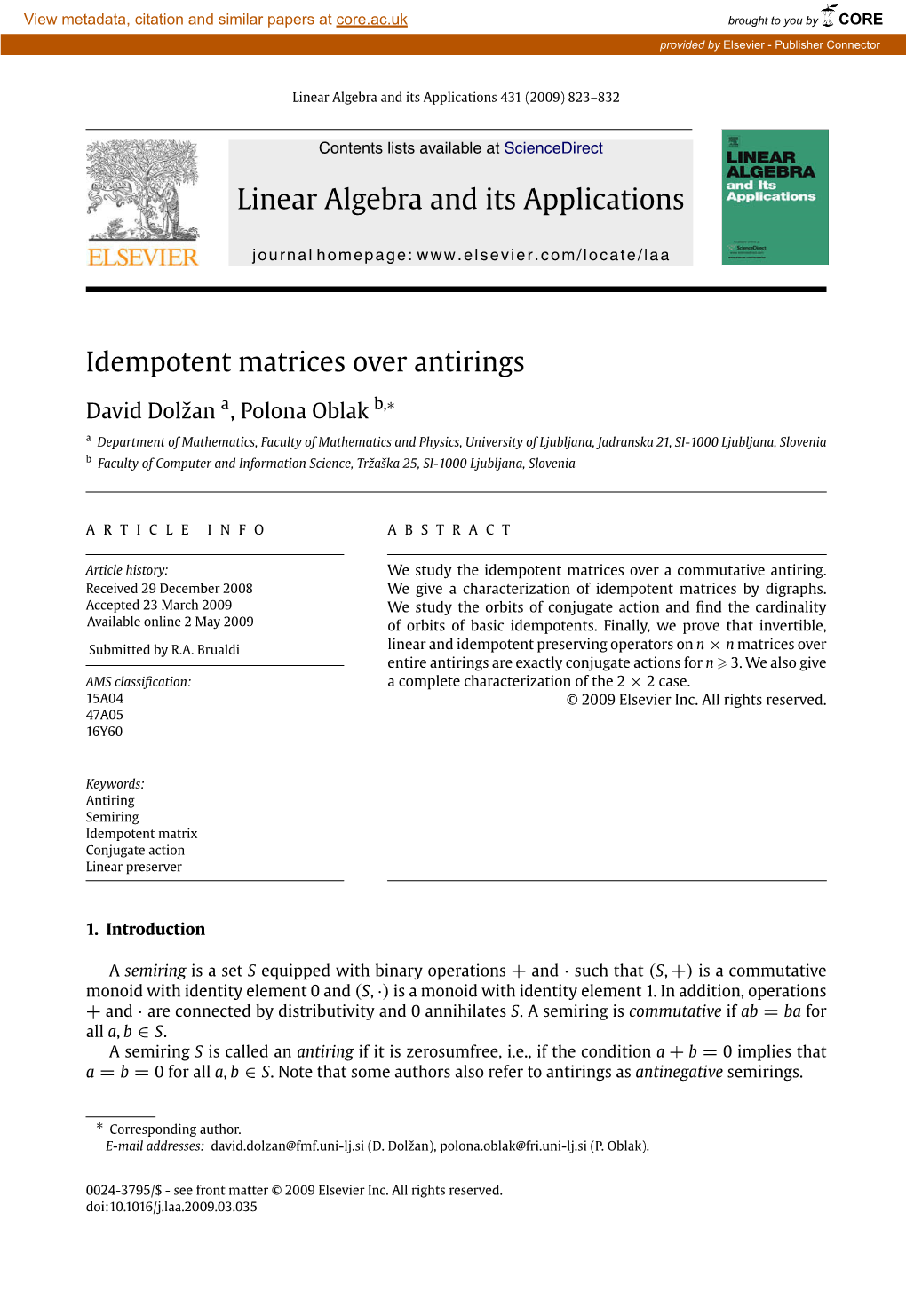 Idempotent Matrices Over Antirings