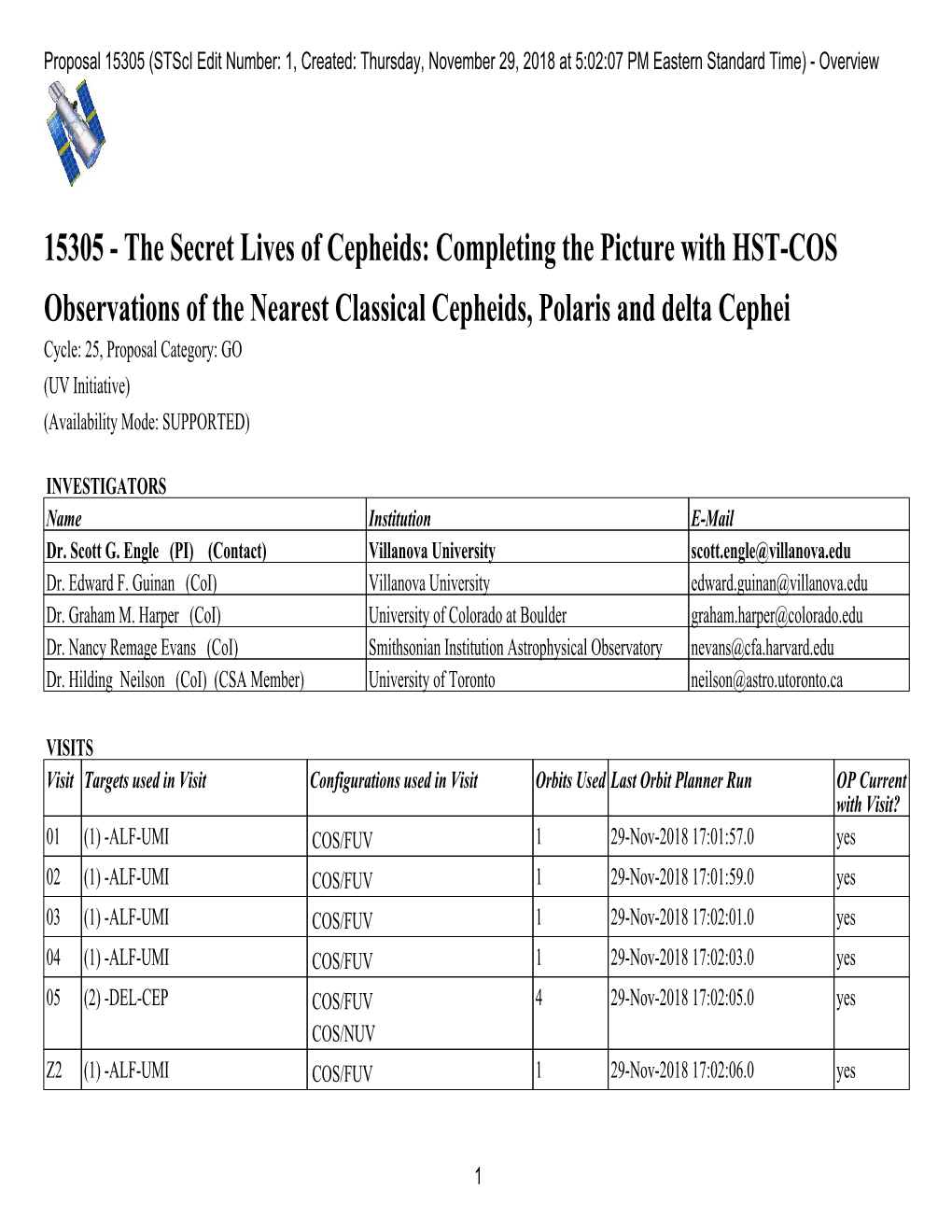 15305 (Stsci Edit Number: 1, Created: Thursday, November 29, 2018 at 5:02:07 PM Eastern Standard Time) - Overview