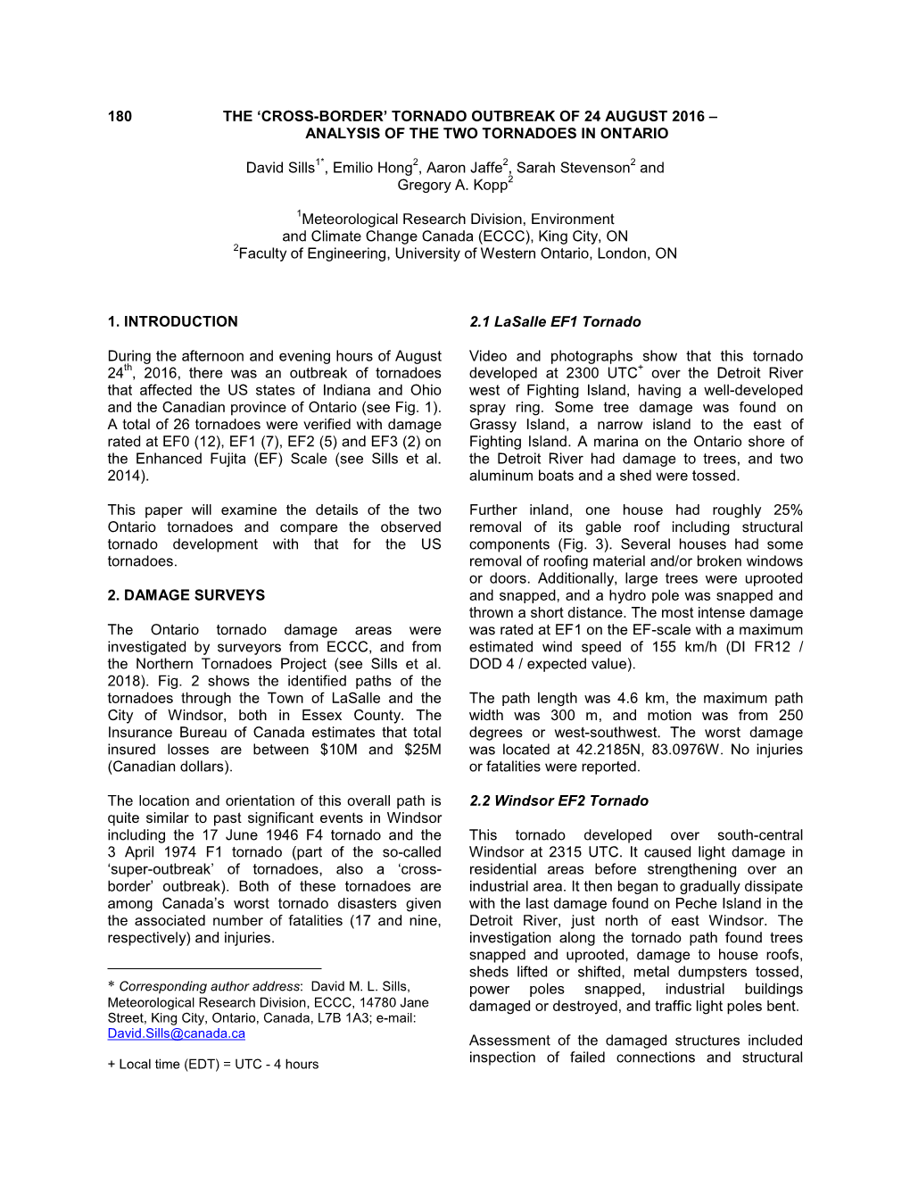 Tornado Outbreak of 24 August 2016 – Analysis of the Two Tornadoes in Ontario