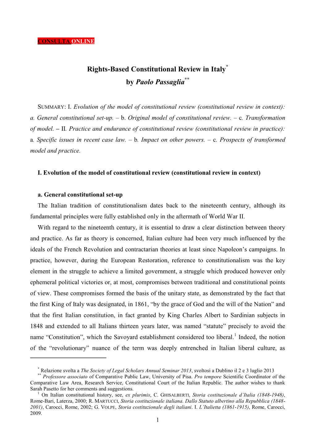 Rights-Based Constitutional Review in Italy by Paolo Passaglia