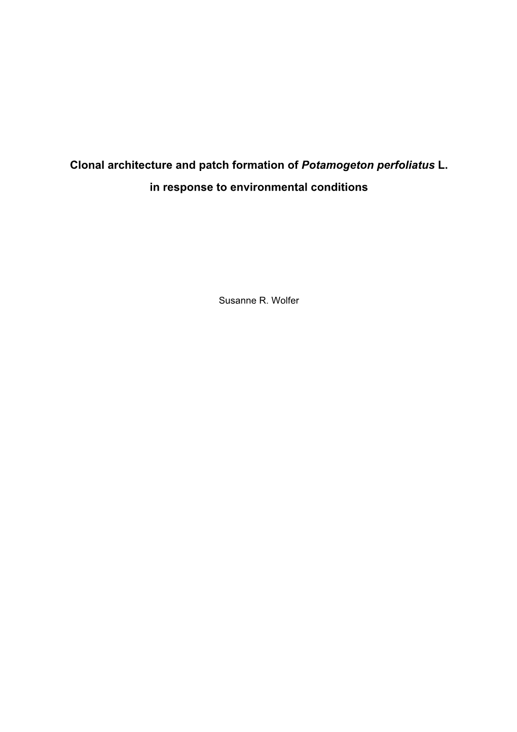 Clonal Architecture and Patch Dynamics of Potamogeton