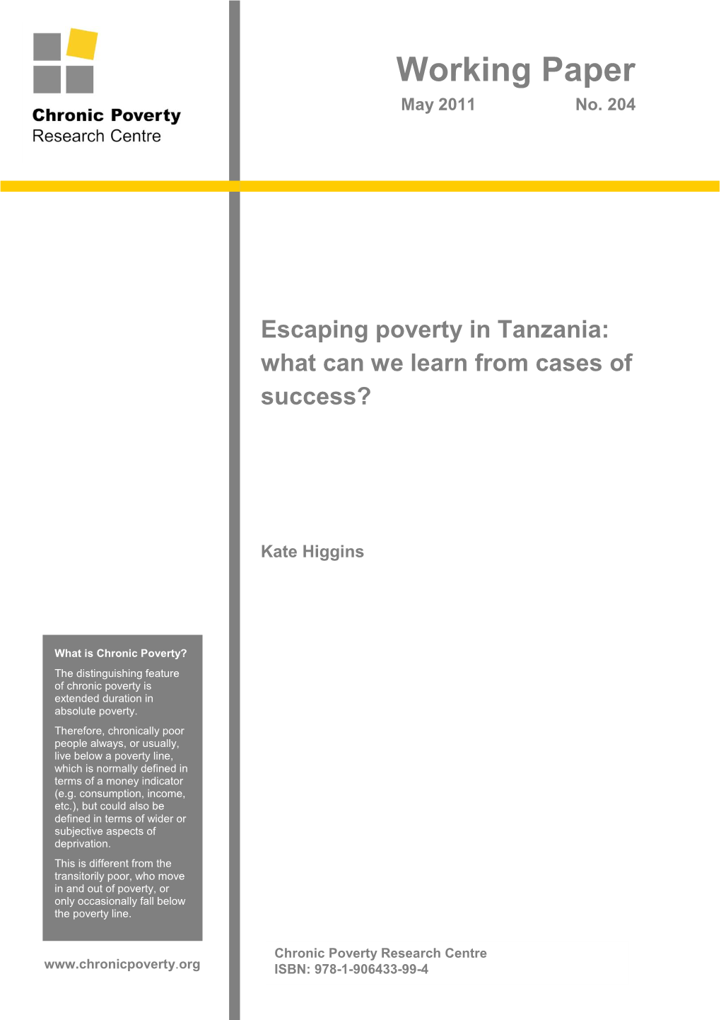 Escaping Poverty in Tanzania: What Can We Learn from Cases of Success?