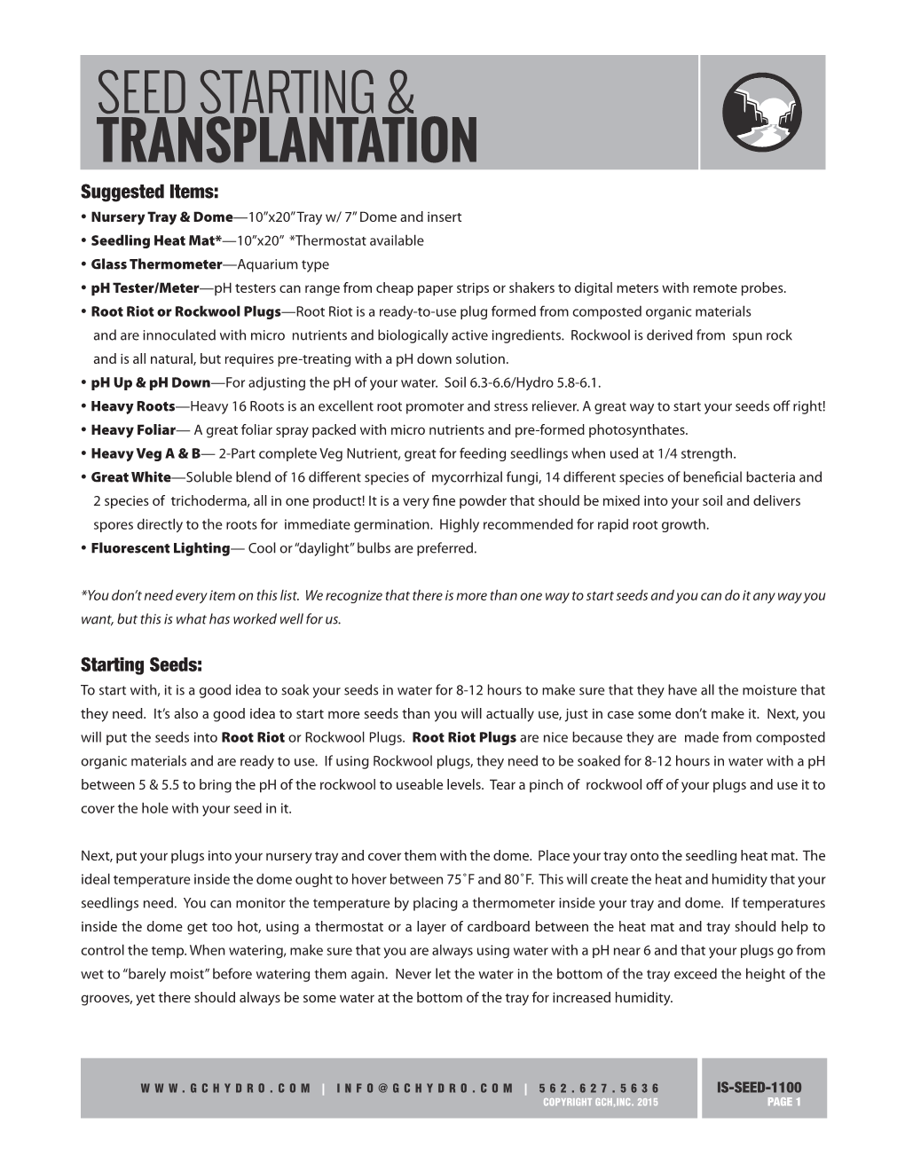 Seed Starting & Transplantation