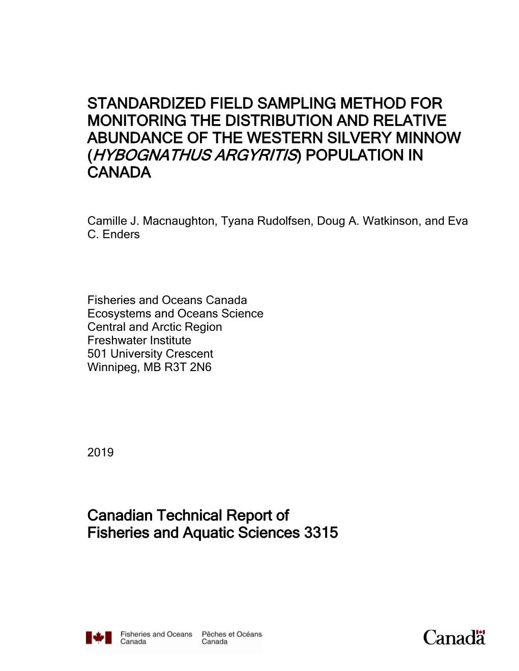 Hybognathus Argyritis) Population in Canada