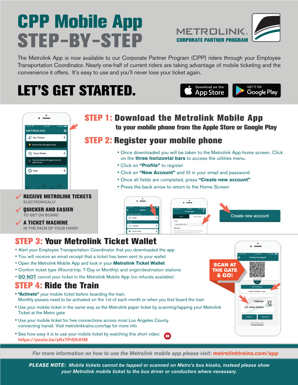 STEP-BY-STEP the Metrolink App Is Now Available to Our Corporate Partner Program (CPP) Riders Through Your Employee Transportation Coordinator