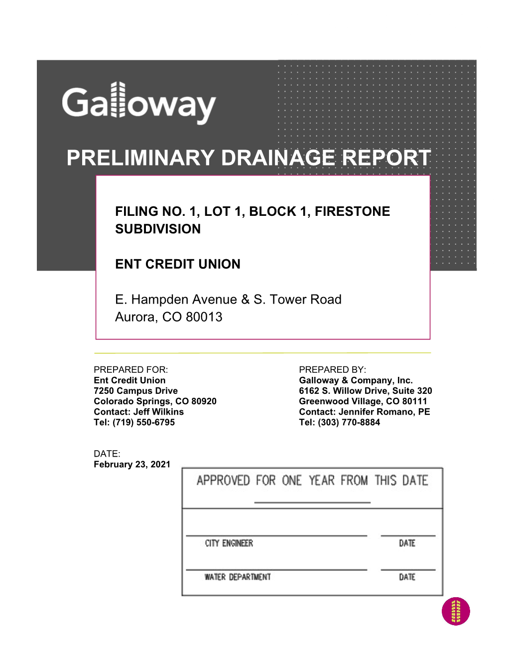 Preliminary Drainage Report