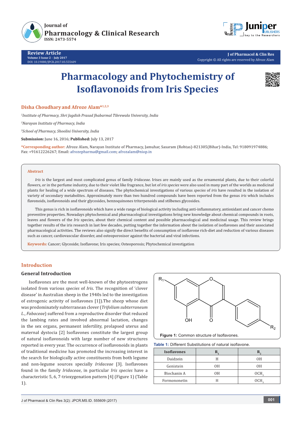 Pharmacology and Phytochemistry of Isoflavonoids from Iris Species