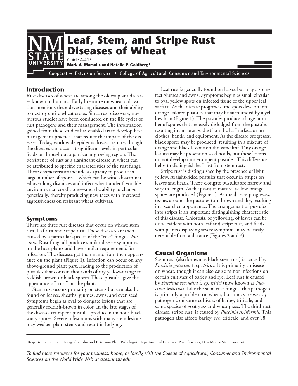 Leaf, Stem, and Stripe Rust Diseases of Wheat Guide A-415 Mark A