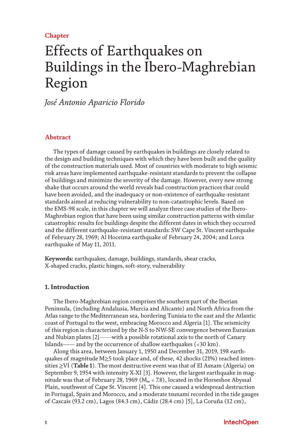 Effects of Earthquakes on Buildings in the Ibero-Maghrebian Region José Antonio Aparicio Florido