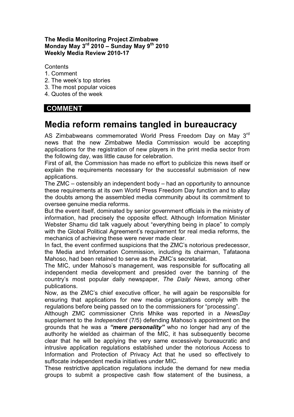Media Reform Remains Tangled in Bureaucracy