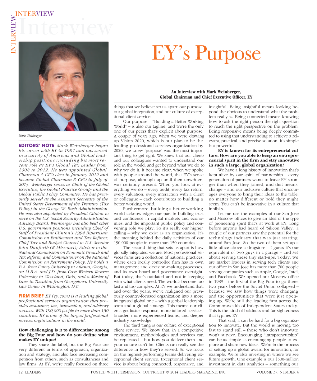 To Download a PDF of an Interview with Mark Weinberger, Global Chairman and Chief