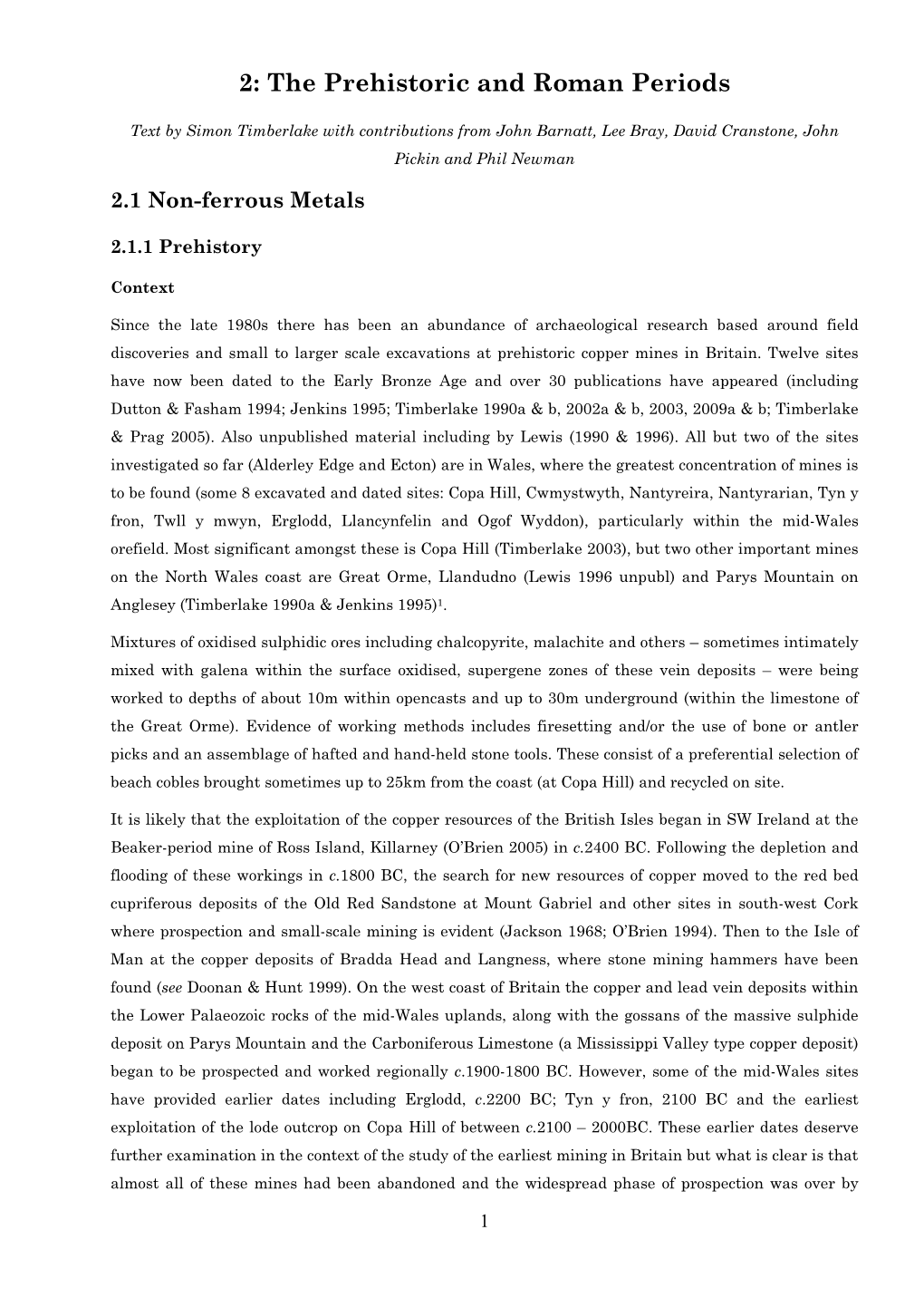 Mineral Extraction in England During the Prehistoric and Roman Periods