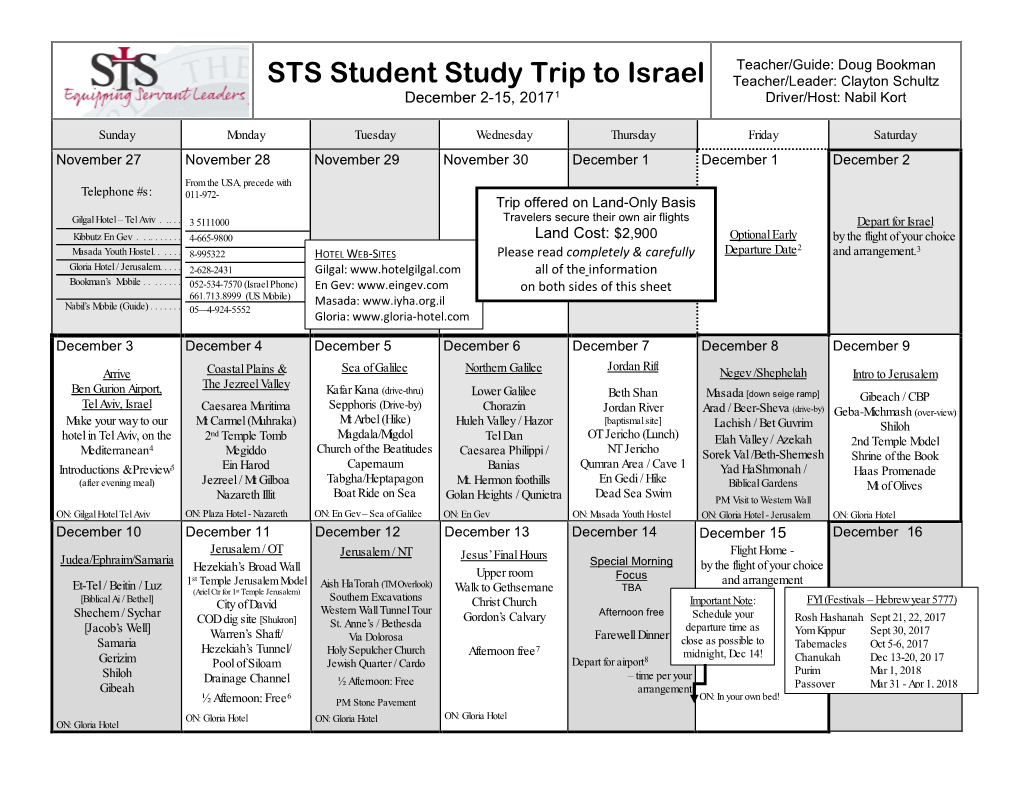 STS Student Study Trip to Israel