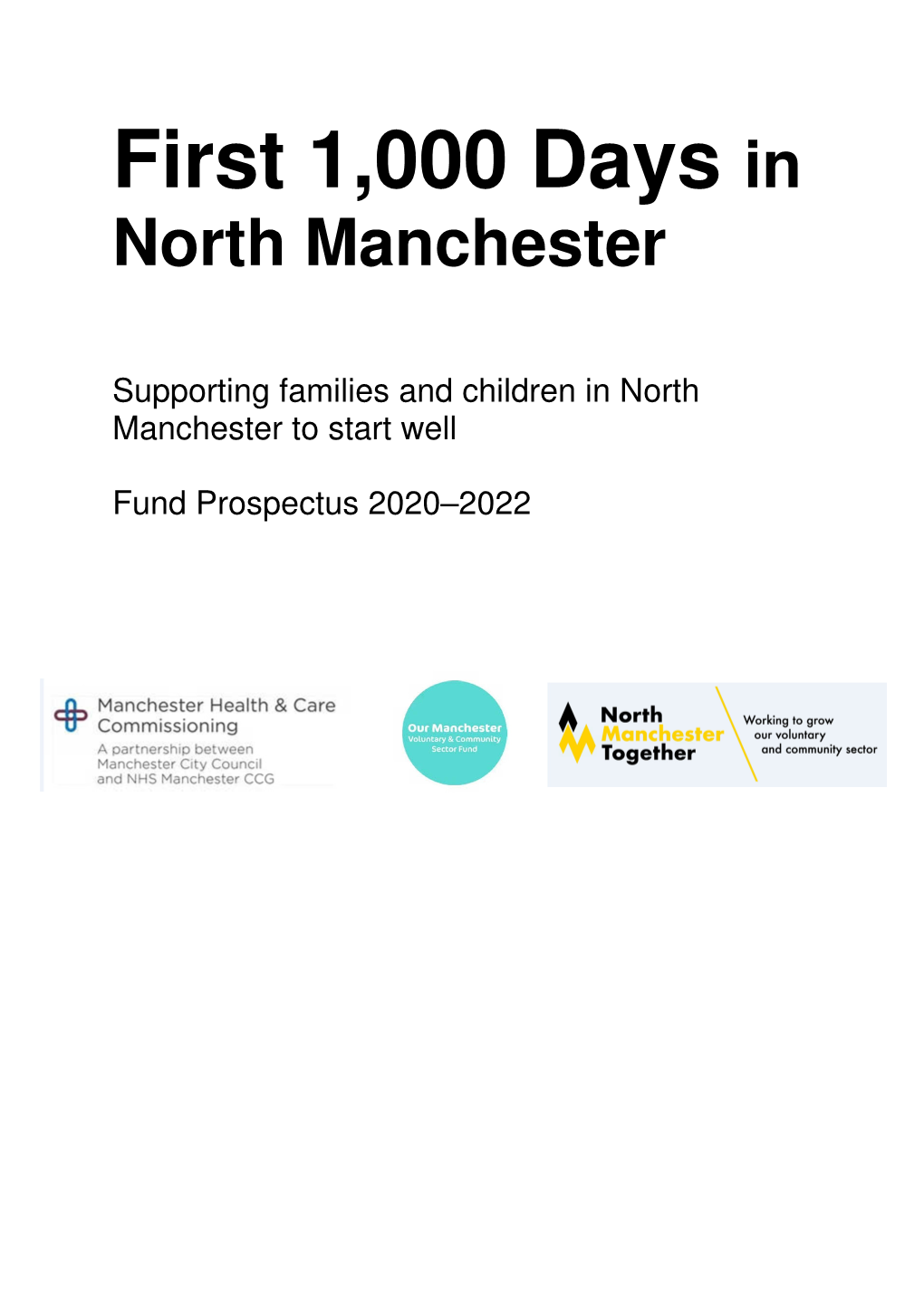 First 1000 Days in North Manchester Prospectus 2020