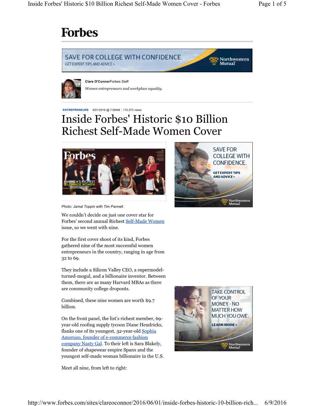 Inside Forbes' Historic $10 Billion Richest Self-Made Women Cover - Forbes Page 1 of 5