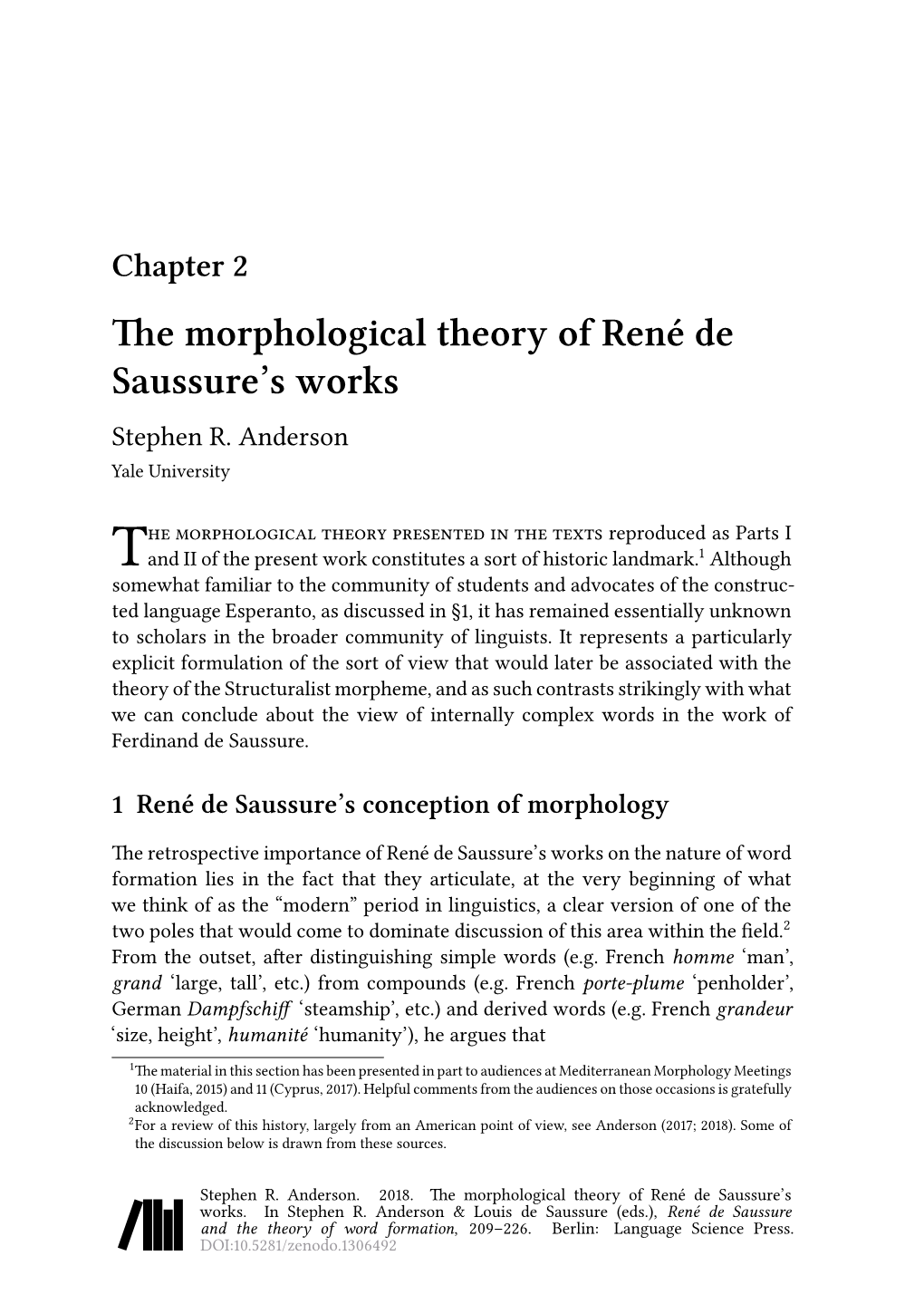 René De Saussure and the Theory of Word Formation, 209–226