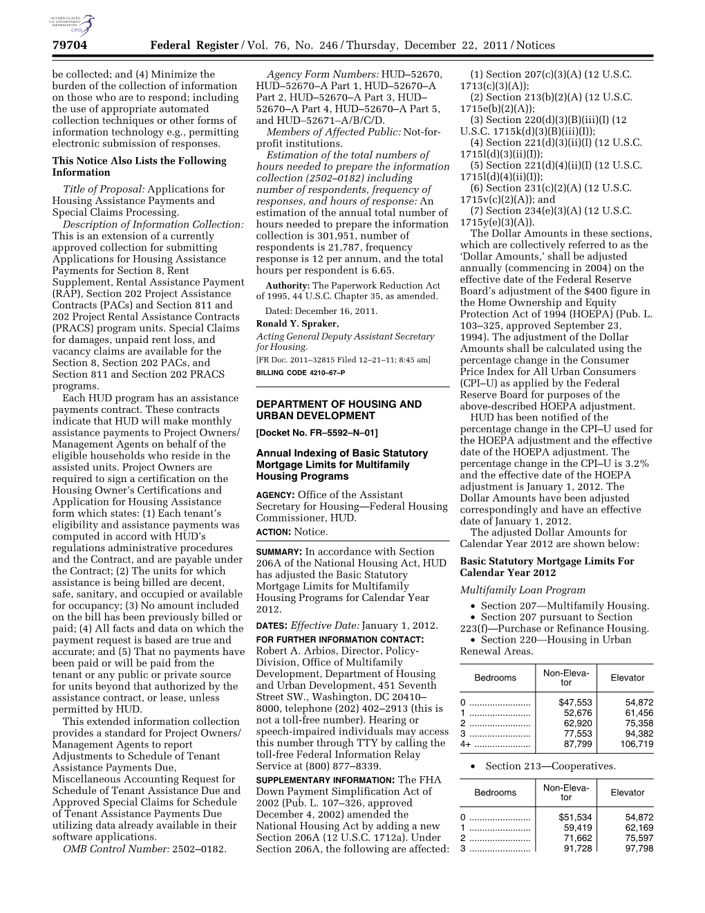 Federal Register/Vol. 76, No. 246/Thursday, December 22, 2011