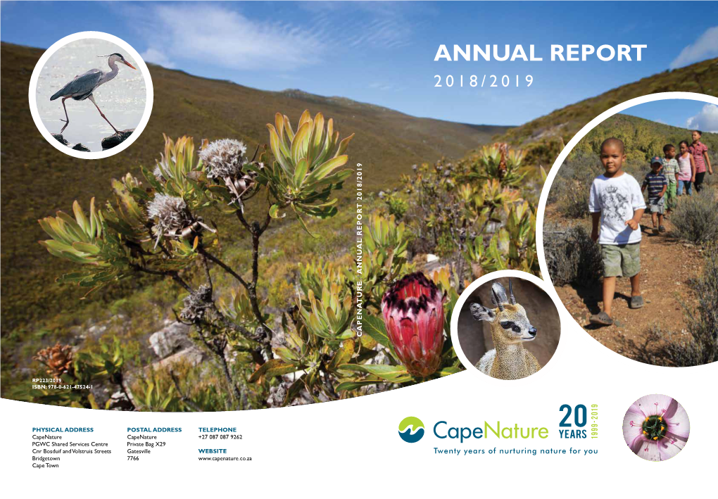 Annual Report 2018/2019 2018/2019 Annual Report 2018/2019 Report Annual | Annual Annual Report | Capenature Capenature Capenature