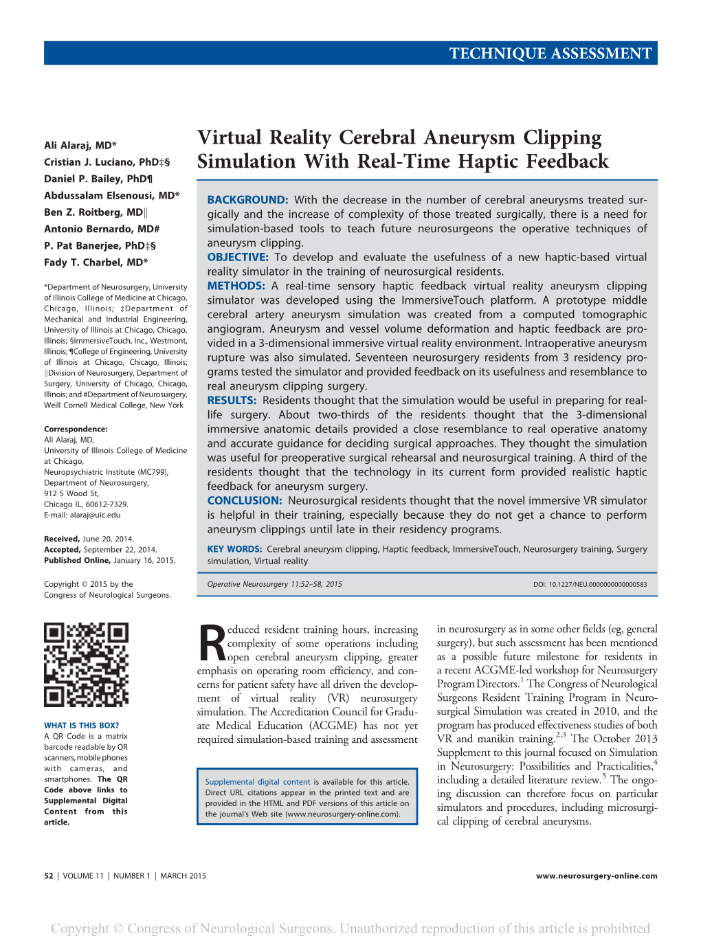 Virtual Reality Cerebral Aneurysm Clipping Simulation with Real-Time Haptic Feedback