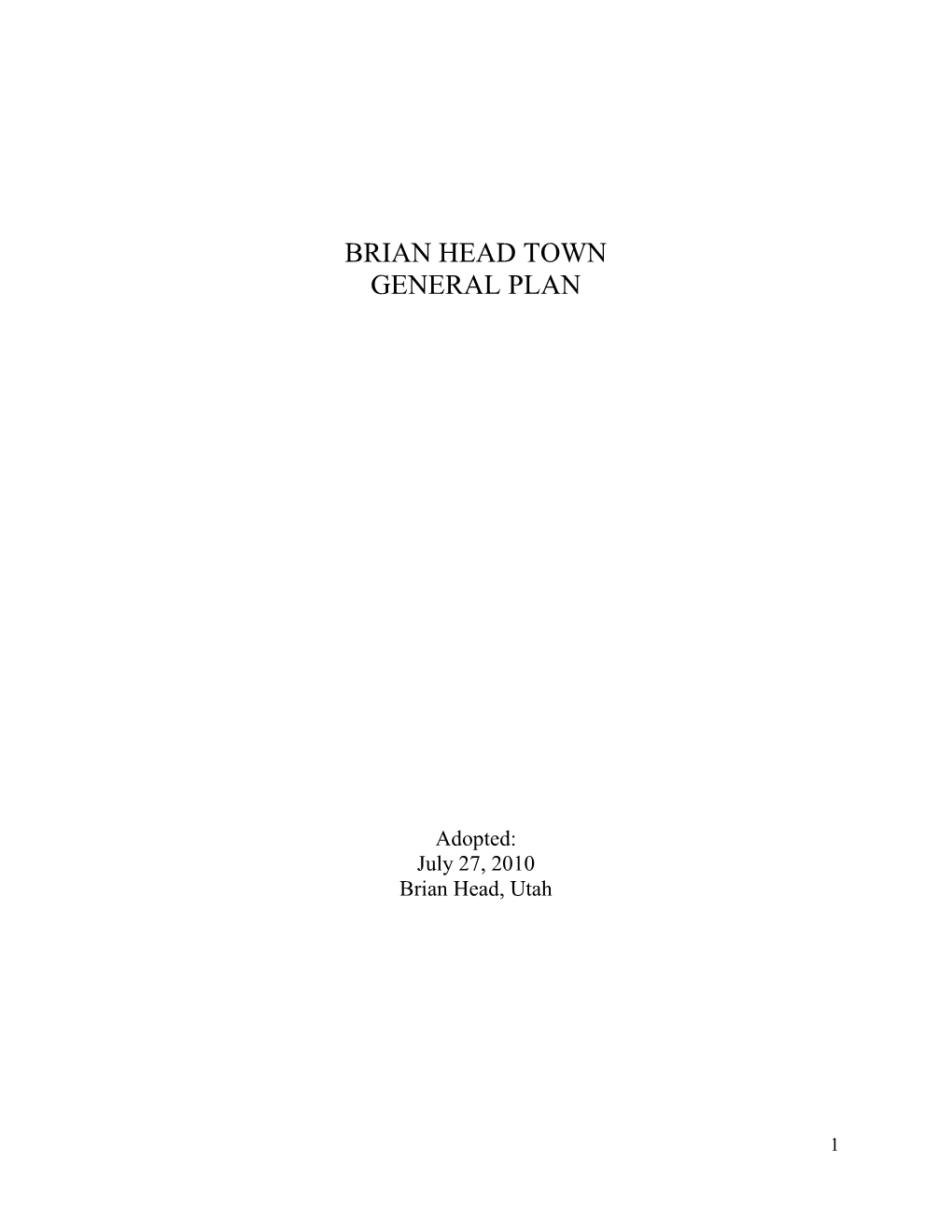 Brian Head Town General Plan (2010)