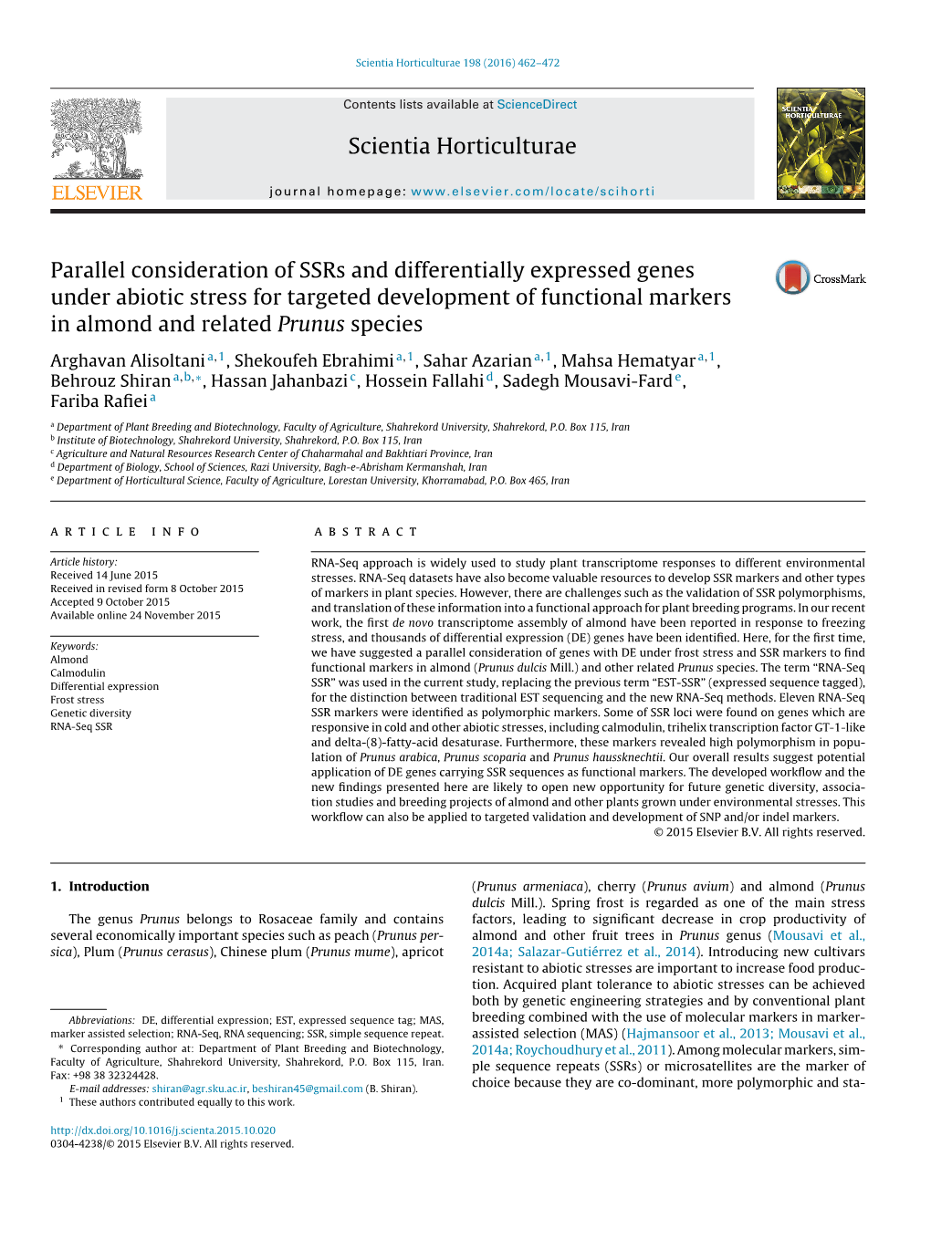 Scientia Horticulturae Parallel Consideration of Ssrs And