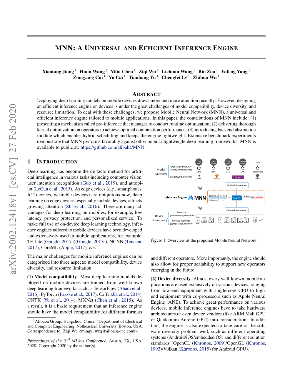 MNN: a Universal and Efficient Inference Engine