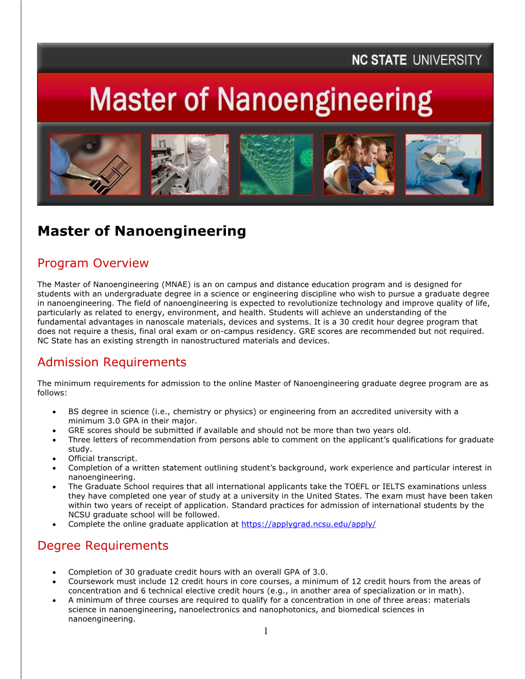 Master of Nanoengineering